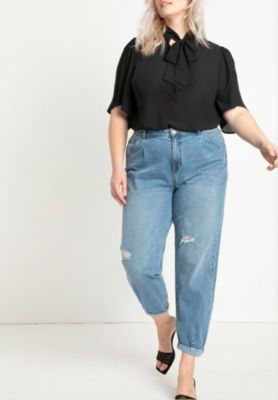 Women's Bow Blouse With Flutter Sleeve