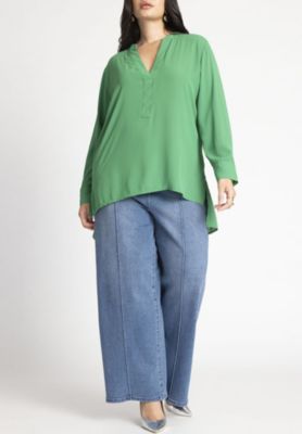 Women's Plus Size Mandarin Collar Tunic