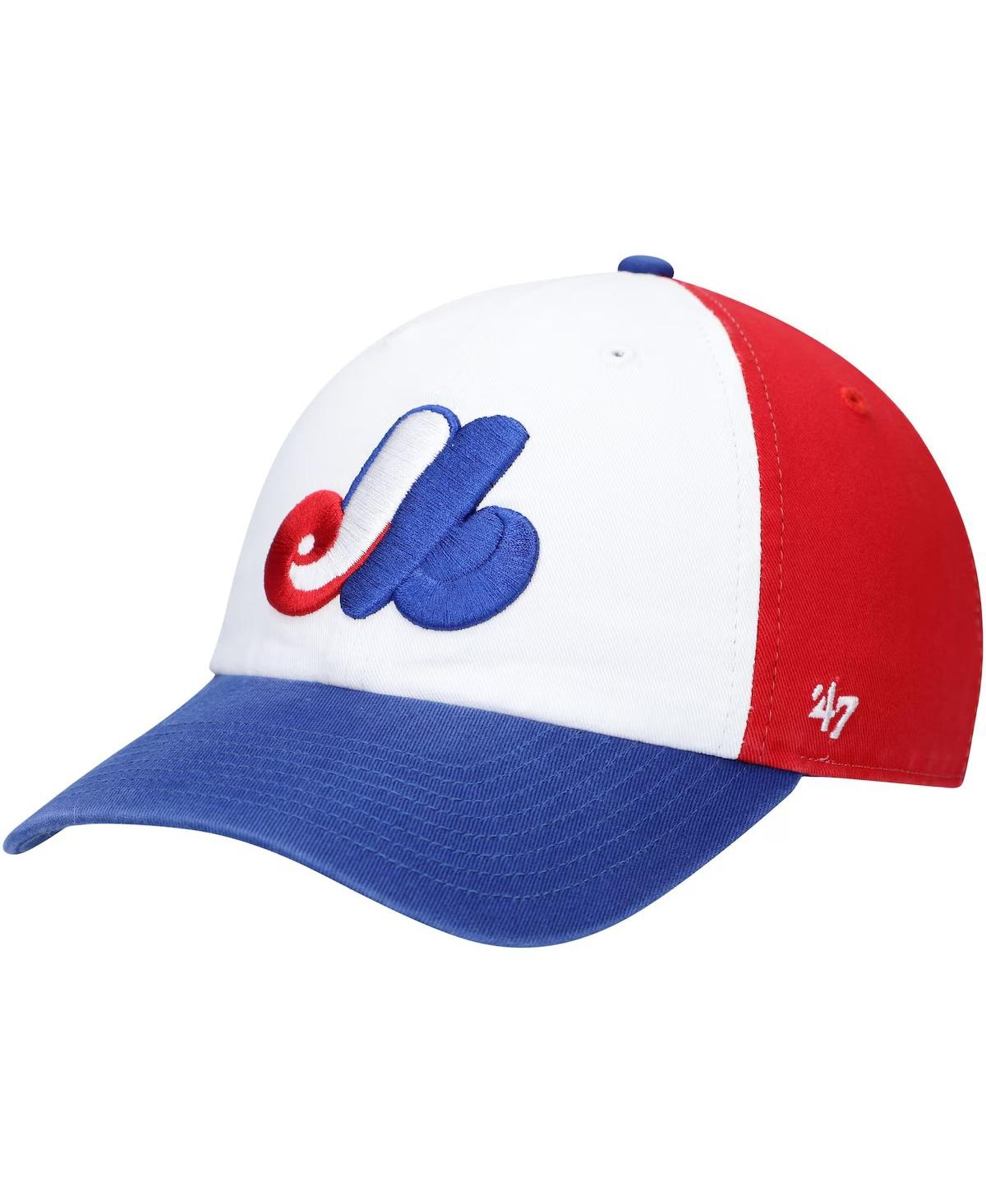 Men's White Montreal Expos Logo Cooperstown Collection Adjustable Hat - White, Royal