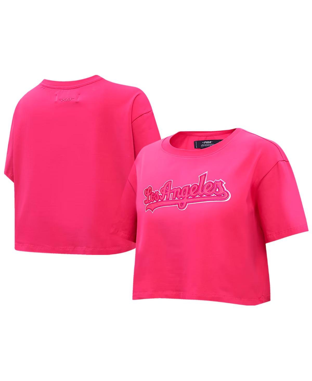 Women's Pink Los Angeles Dodgers Triple Pink Boxy Cropped T-Shirt - Pink