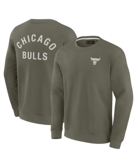 Толстовка Fanatics Signature Olive Chicago Bulls Super Soft Pullover Crew