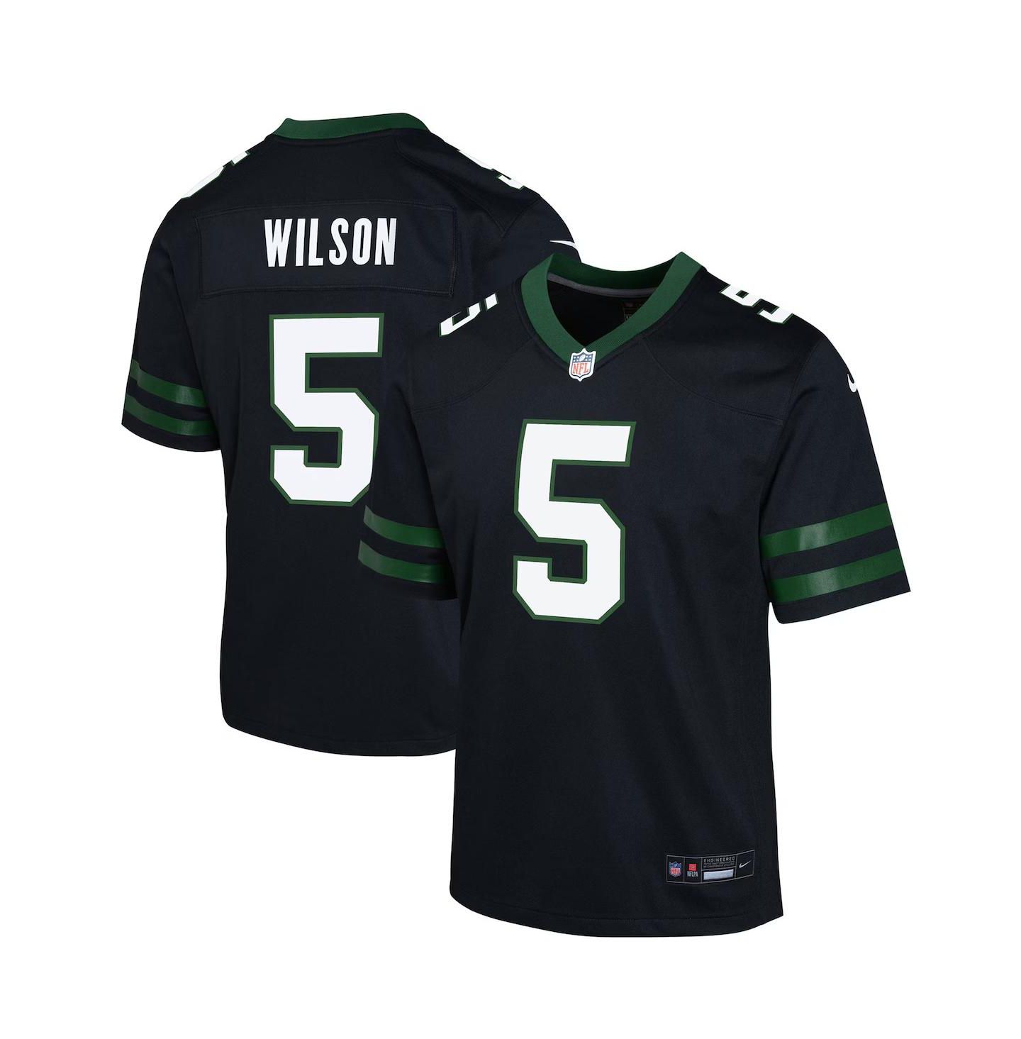 Детское джерси Outerstuff Nike Garrett Wilson New York Jets Legacy Alternate Game, Black — фото 1