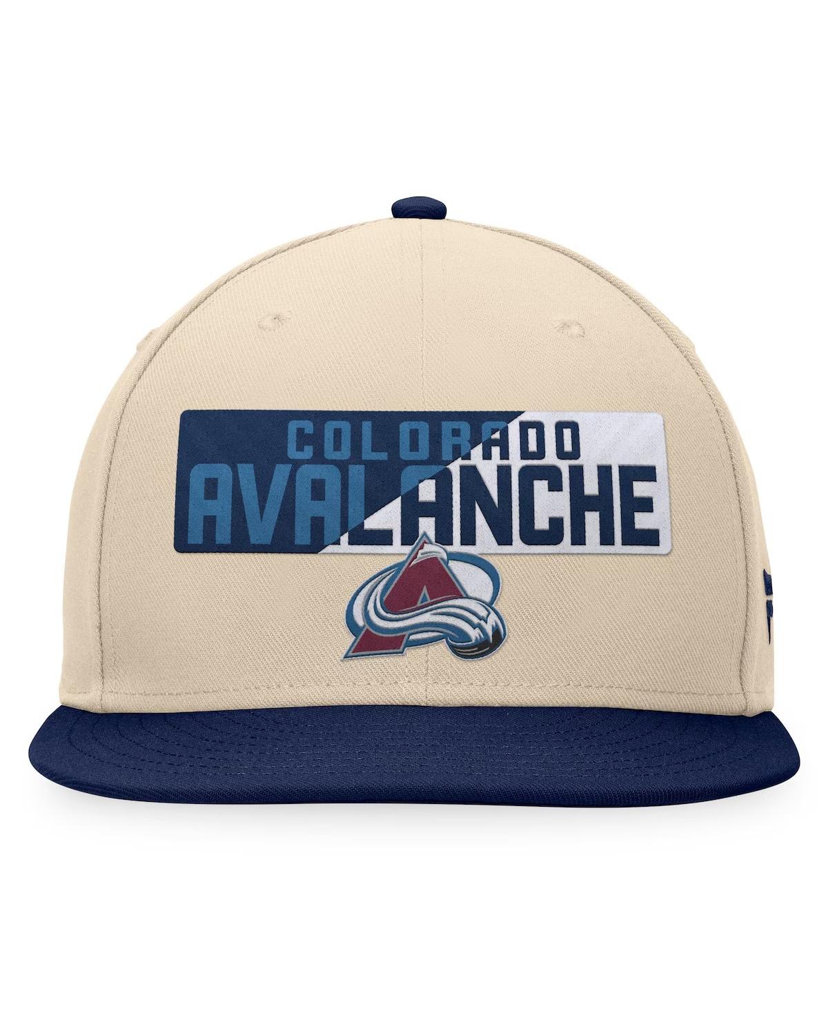 Fanatics Men'sNavy Colorado Avalanche Goalaso Snapback Hat - Cream, Navy