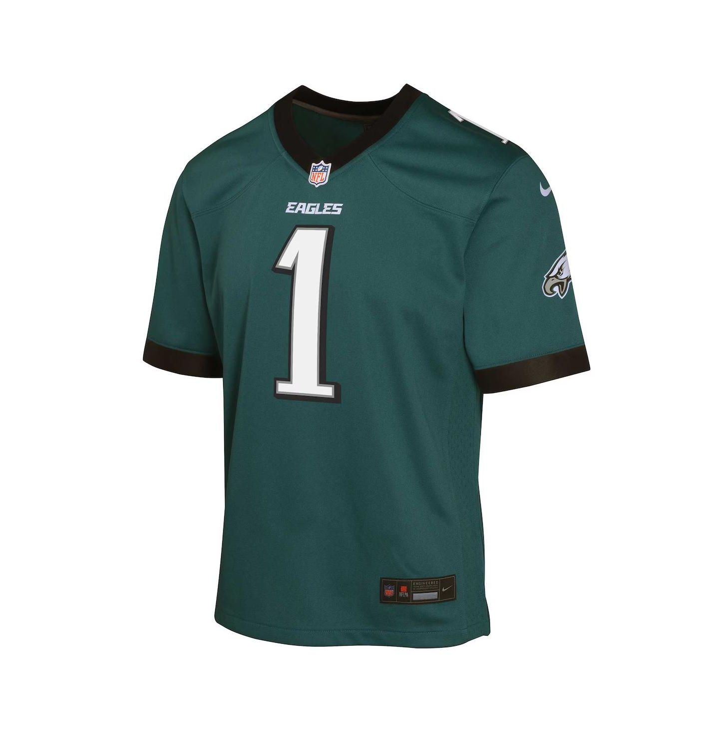 Детское джерси Outerstuff Nike Jalen Hurts Philadelphia Eagles Game, Midnight Green, цвет: Зелёный — фото 2