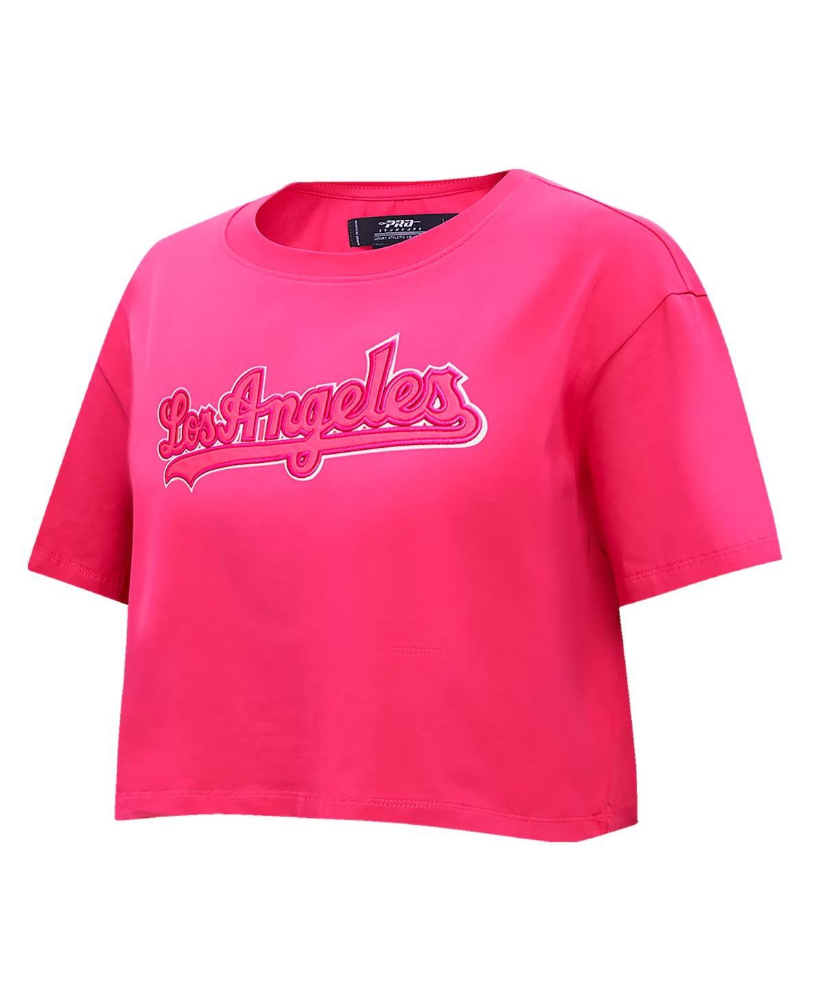 Pro Standard Women'sLos Angeles Dodgers TripleBoxy Cropped T-Shirt - Pink