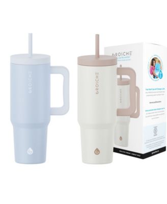 40oz Insulated Tumbler with Straw and Handle, 2pk