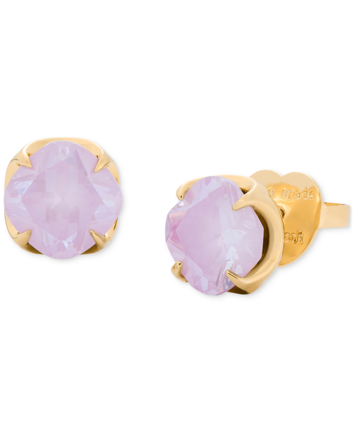 Kate Spade Gold-tone Color Cubic Zirconia Stud Earrings In Lilac.