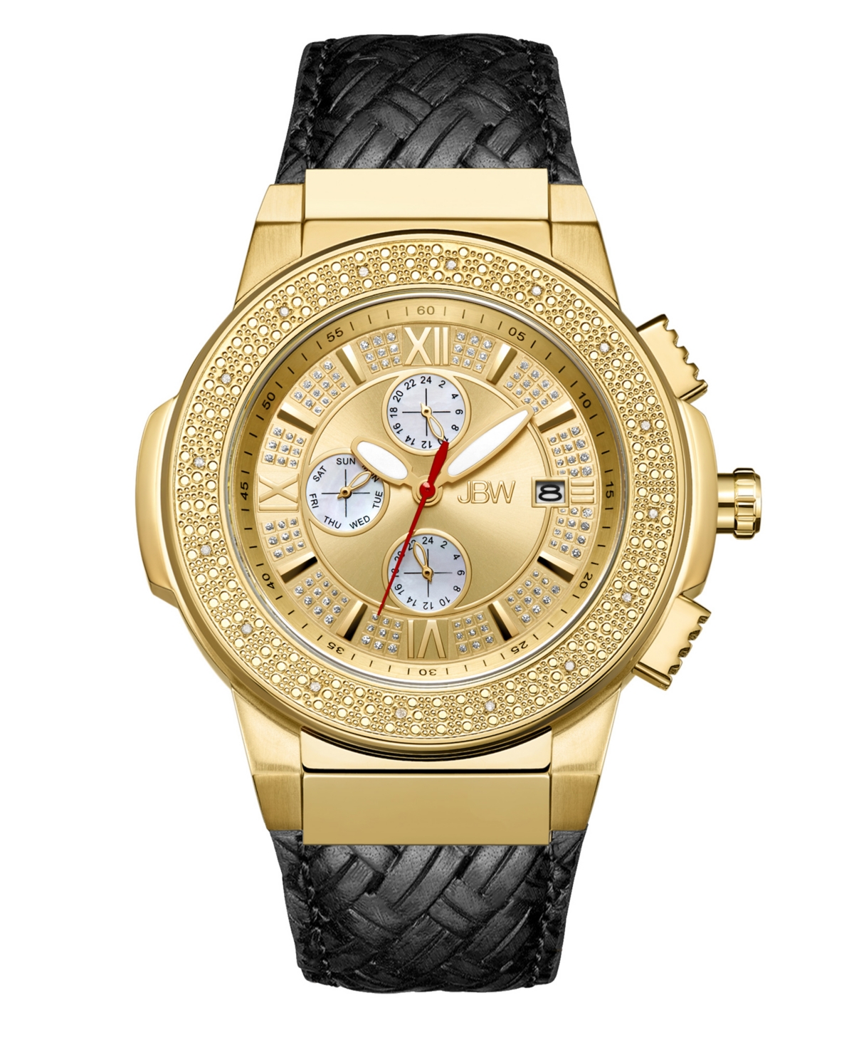 Men's Saxon Diamond (1/6 ct.t.w.) 18k Gold Plated Stainless Steel Watch - Gold