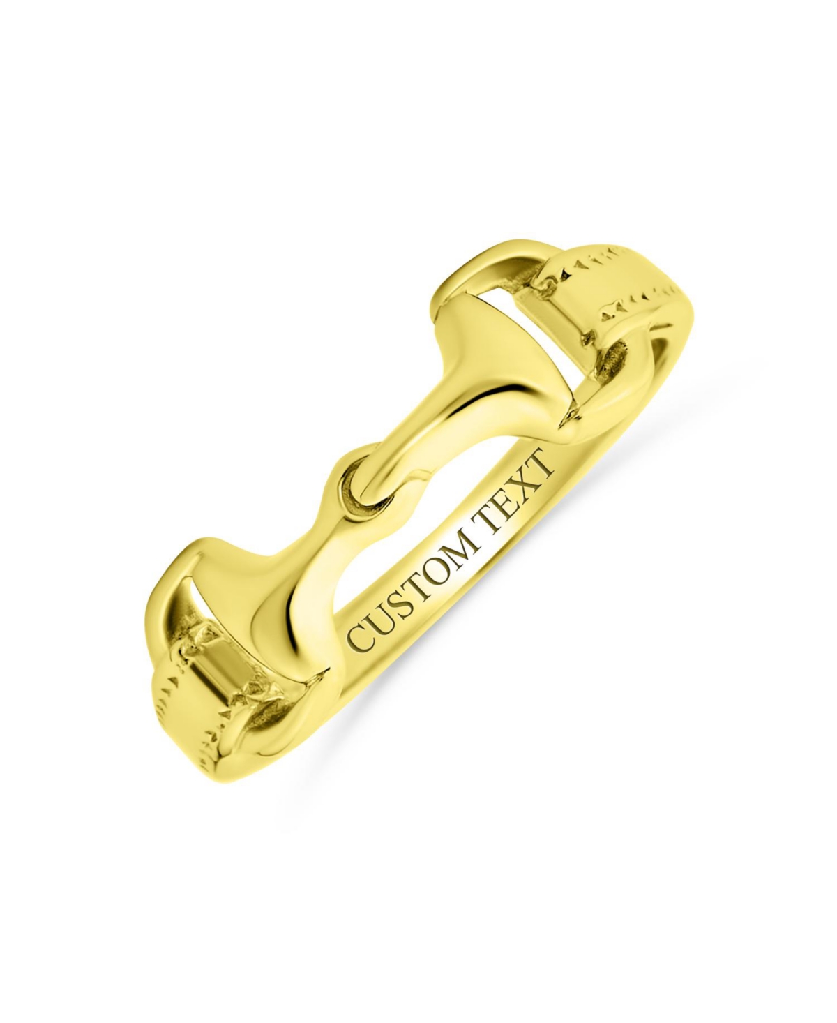 Bling Jewelry Cowgirl Equestrian Lover Double Horse Snaffle Bit Band Ring For Women Sterling Silver - Gold-tone