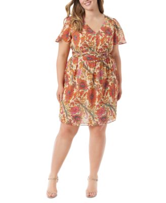 Jessica Simpson - Trendy Plus Size Short-Sleeve V-Neck A-Line Dress