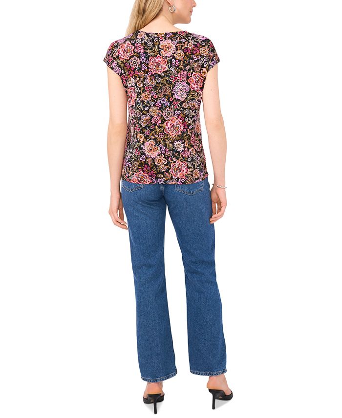 Top Body Central – Rayures, Manches Courtes, Col V – Taille S