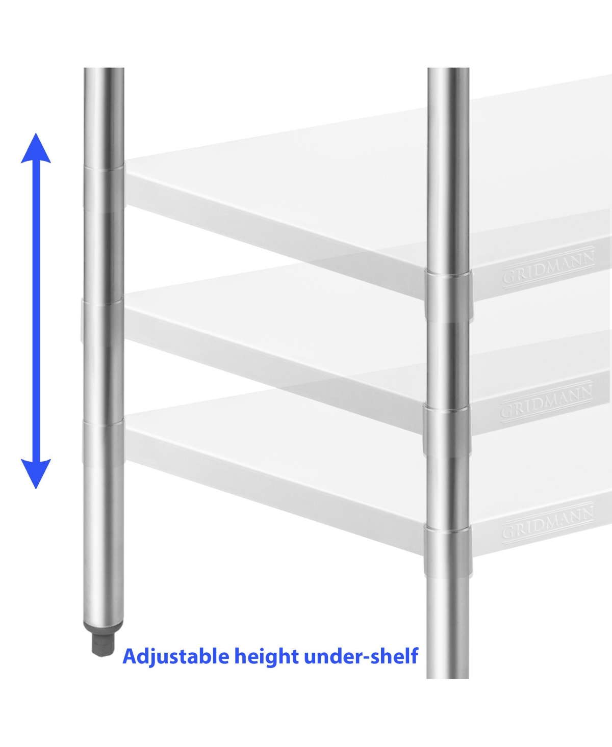 Gridmann 48 x 30 Inch Stainless Steel Table w/ Undershelf, Nsf Commercial Kitchen Work & Prep Table