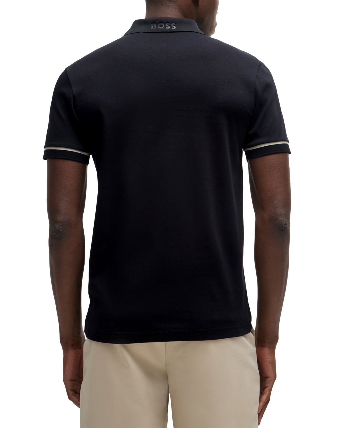 Hugo Boss Paule 4 Mens Tipped Collar Polo Shirt Nos In Black