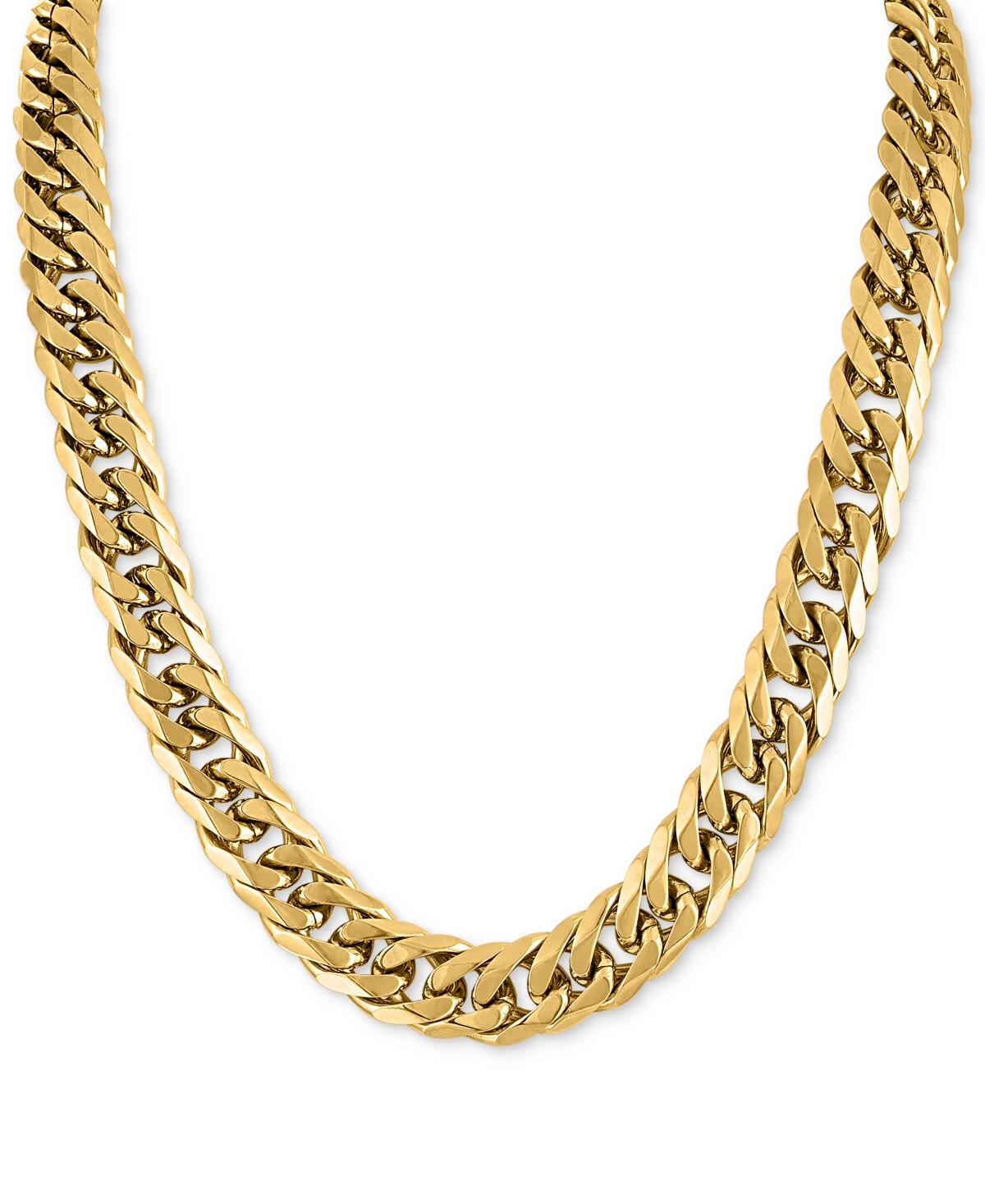 Wide Curb Link 24" Chain Necklace in Gold Ion-Plated Stainless Steel & Stainless Steel, Created for Macy's - Steel