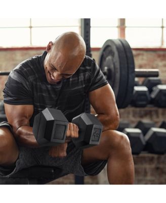 Rubber Coated Hex Dumbbell Hand Weight, 45 lbs