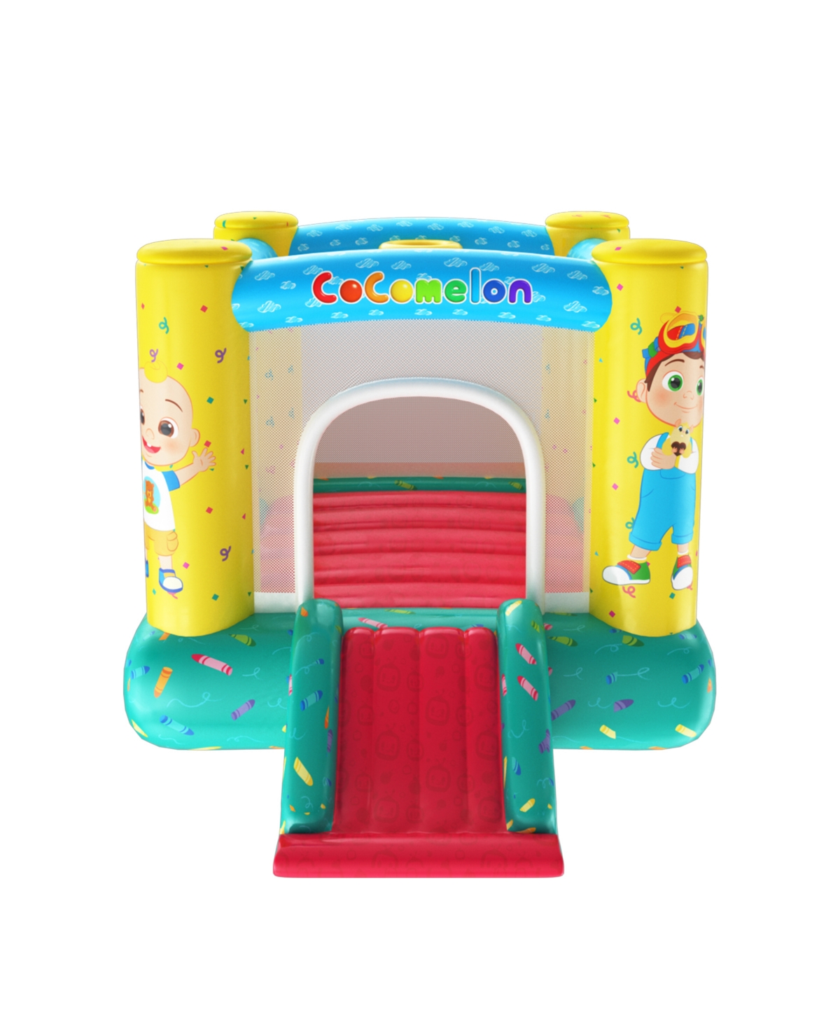 World Tech Toys Moonbug Cocomelon Inflatable Bouncer With Slider In Multi