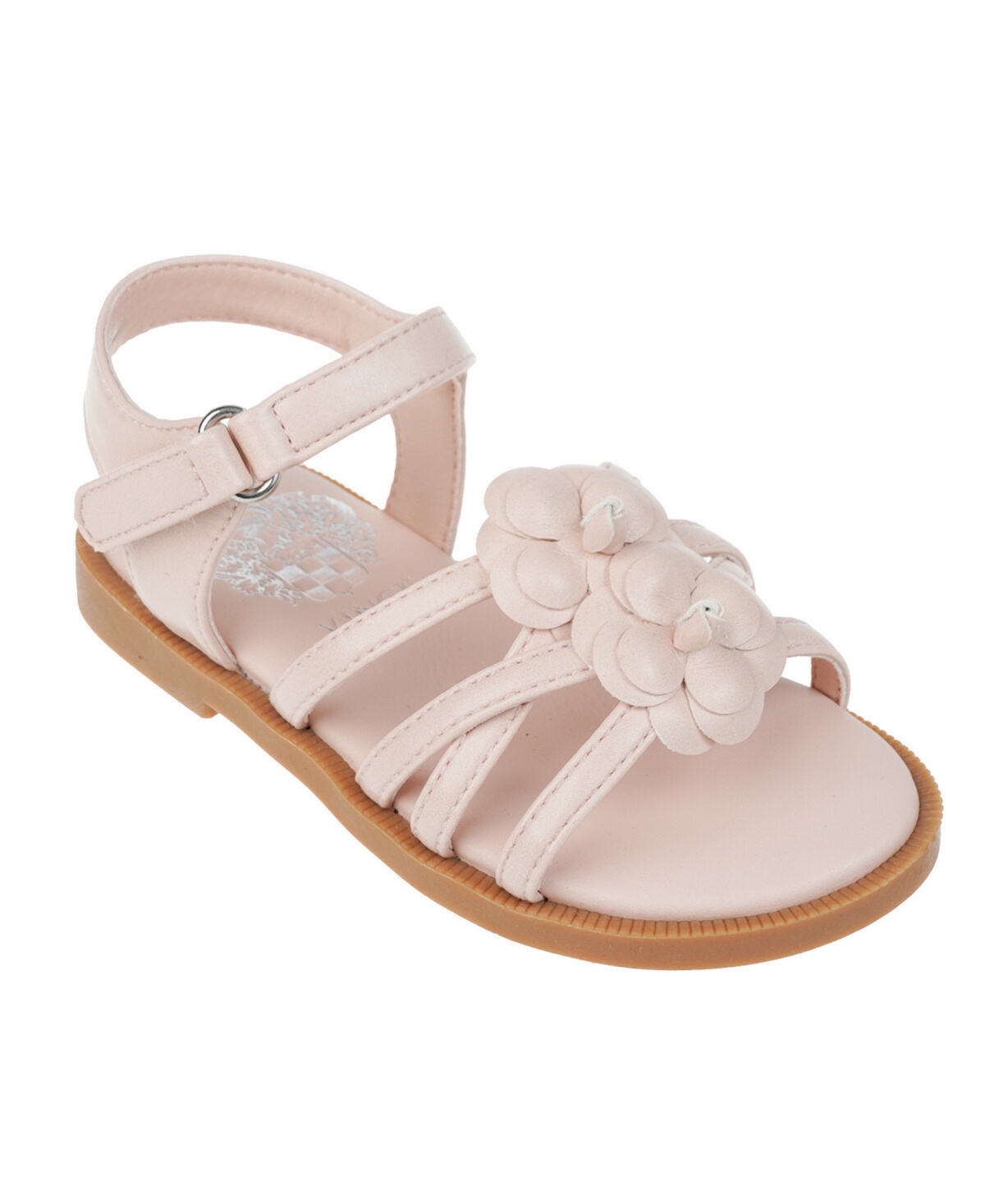 Vince Camuto Toddler Girl's Gladiator Sandal with 3D Flowers and Back Strap with Adjustable Closure