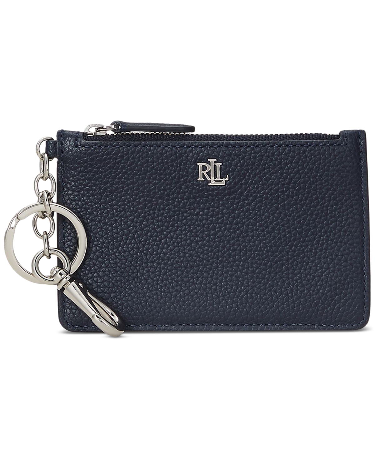 Lauren Ralph Lauren Leather Zip Card Case In Blue