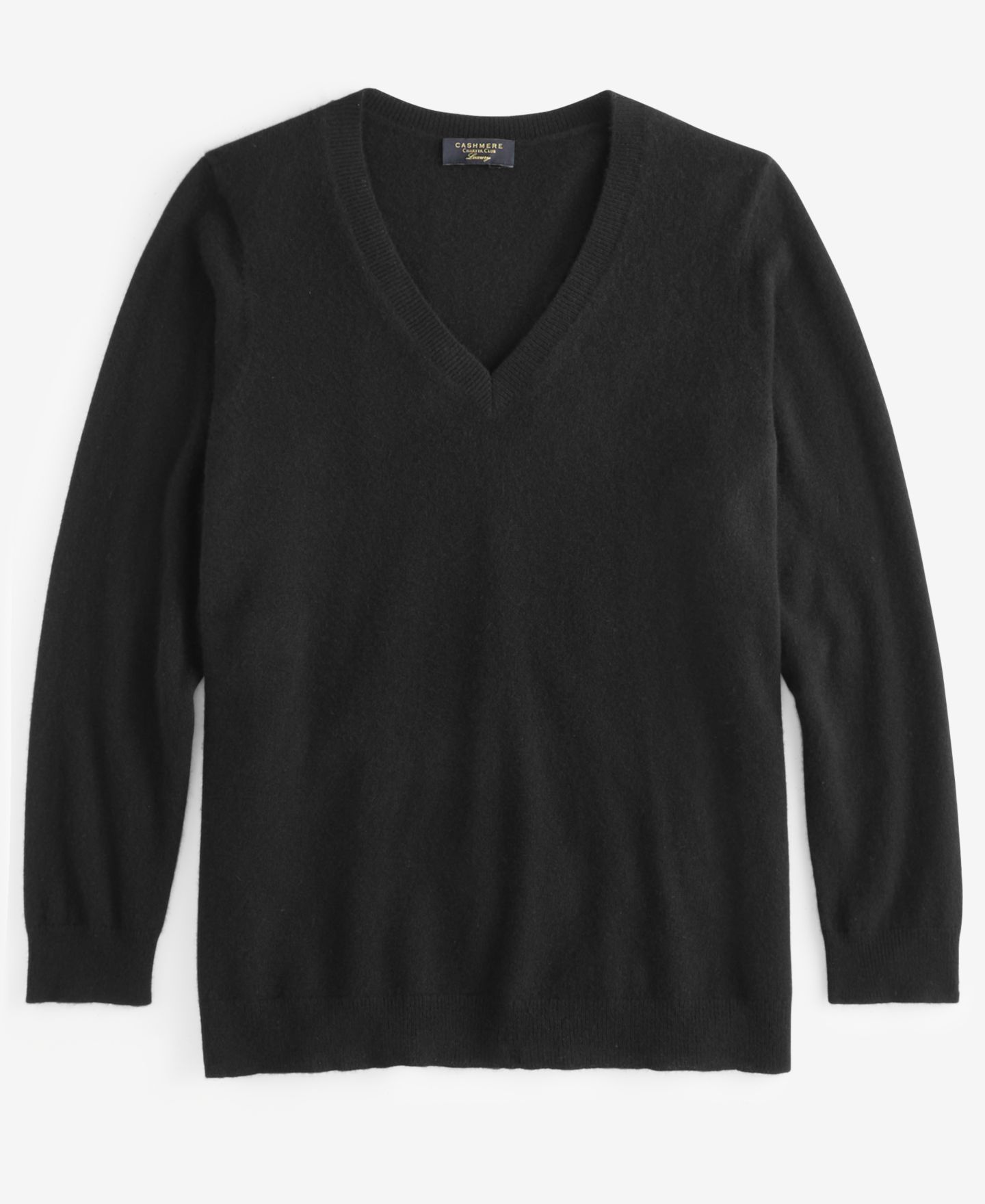 Женский свитер Charter Club Plus Size 100% Cashmere V-Neck, цвет: Чёрный — фото 4