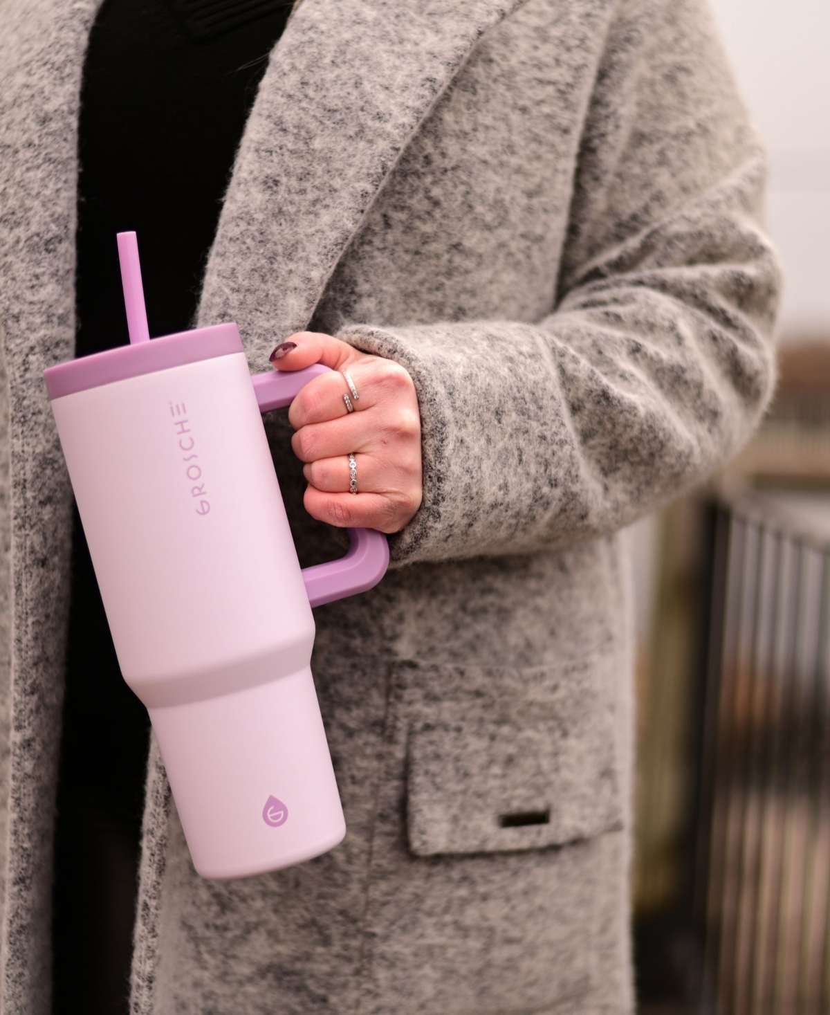 Grosche 40oz Insulated Tumbler with Straw and Handle