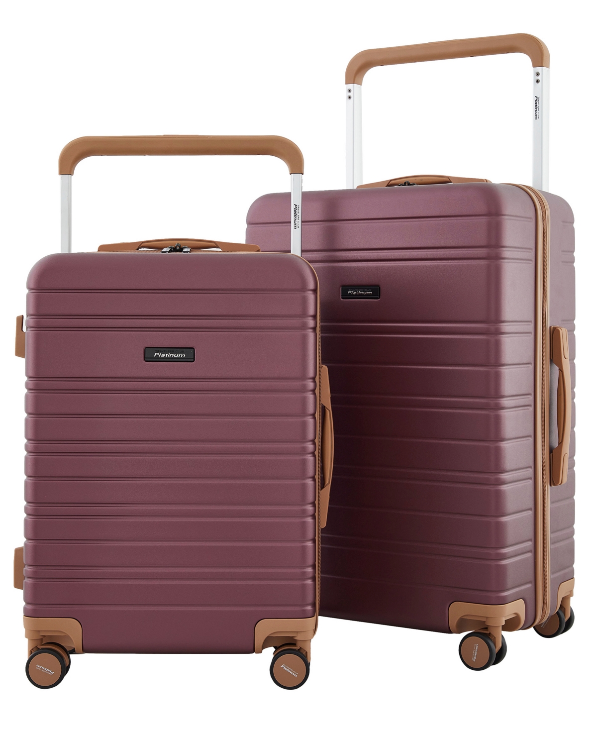 Navigate Collection 2 Piece Rolling Hard Case Luggage Set with X-Tra Wide Telescopic Handle - Burgundy