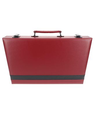 Burgundy/Black Leatherette Backgammon Set, 18 x 11 in. closed