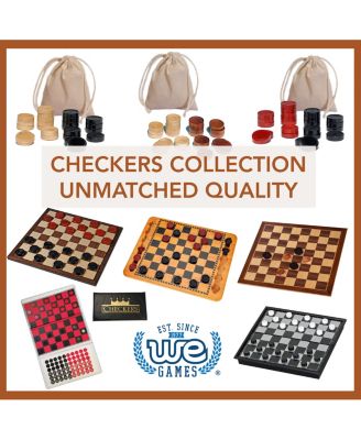 14 in. Red and Black Solid Wood Checkers Set, Grooves in Board