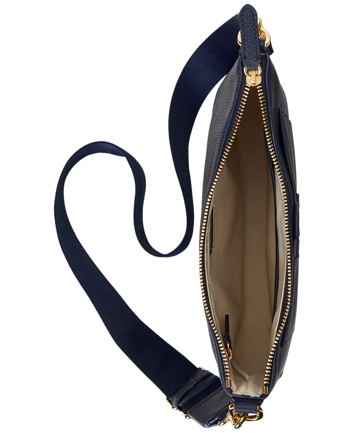 Ralph Lauren Cameryn Pebbled Leather Small Crossbody In Navy