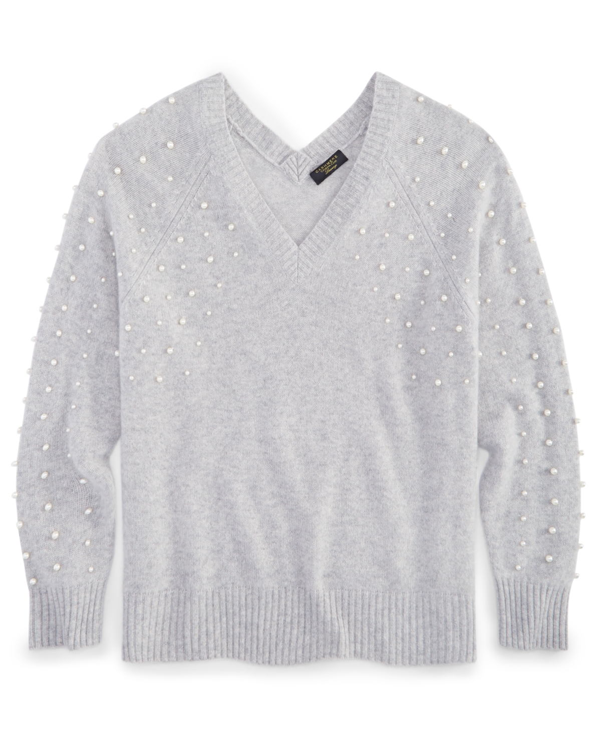 Charter Club Plus Size Cashmere Bead-Embellished V-Neck Sweater, Created for Macy's