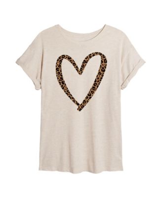 Trendy Juniors Leopard Heart Graphic Oversized Tee