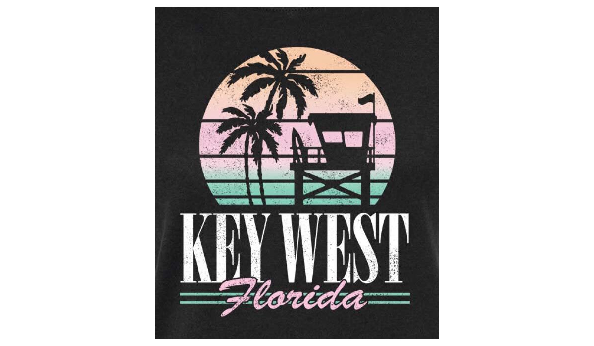 Good Vibes Llc Hybrid Apparel Trendy Juniors Key West Graphic Tee In Black