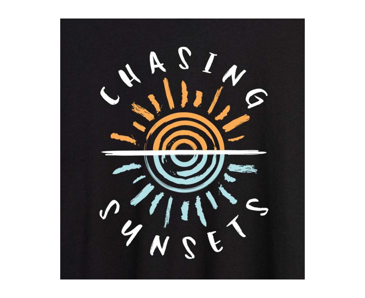 Good Vibes Llc Hybrid Apparel Trendy Juniors Sunsets Graphic Oversized Tee In Black