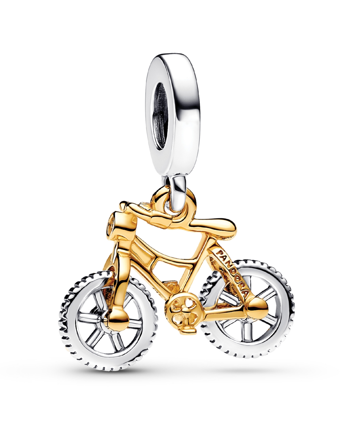 Sterling Silver Two-tone Spinning Wheels Bicycle - Silver