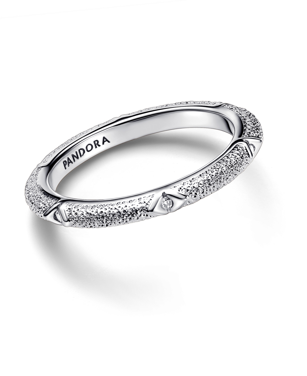 PANDORA TEXTURE CLEAR CUBIC ZIRCONIA STONES RING 