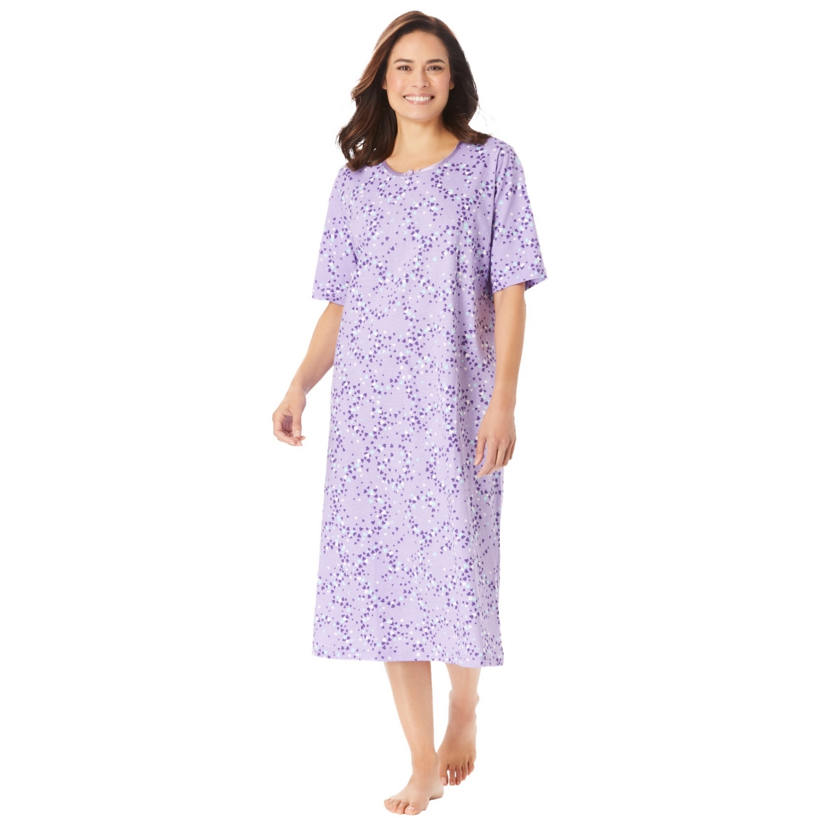 Plus Size Long Tagless Sleepshirt - Waterfall confetti heart