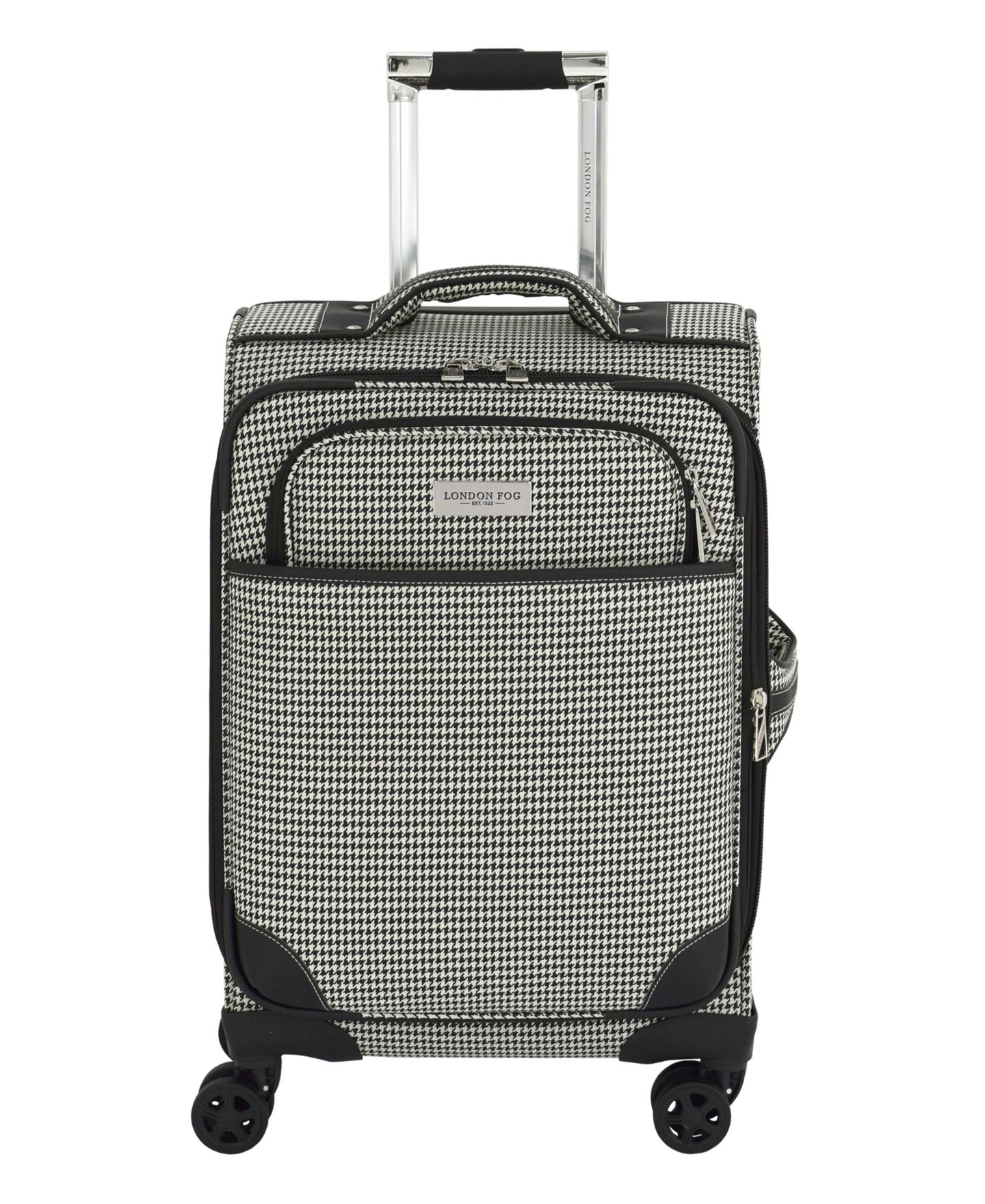 Чемодан London Fog Cambridge Small Carry-on Spinner, цвет: Чёрный белая гусиная лапка — фото 1