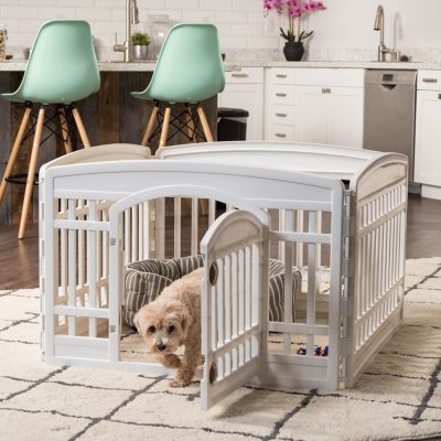 24-inch 4 Panel Exercise Pet Playpen with Door, White