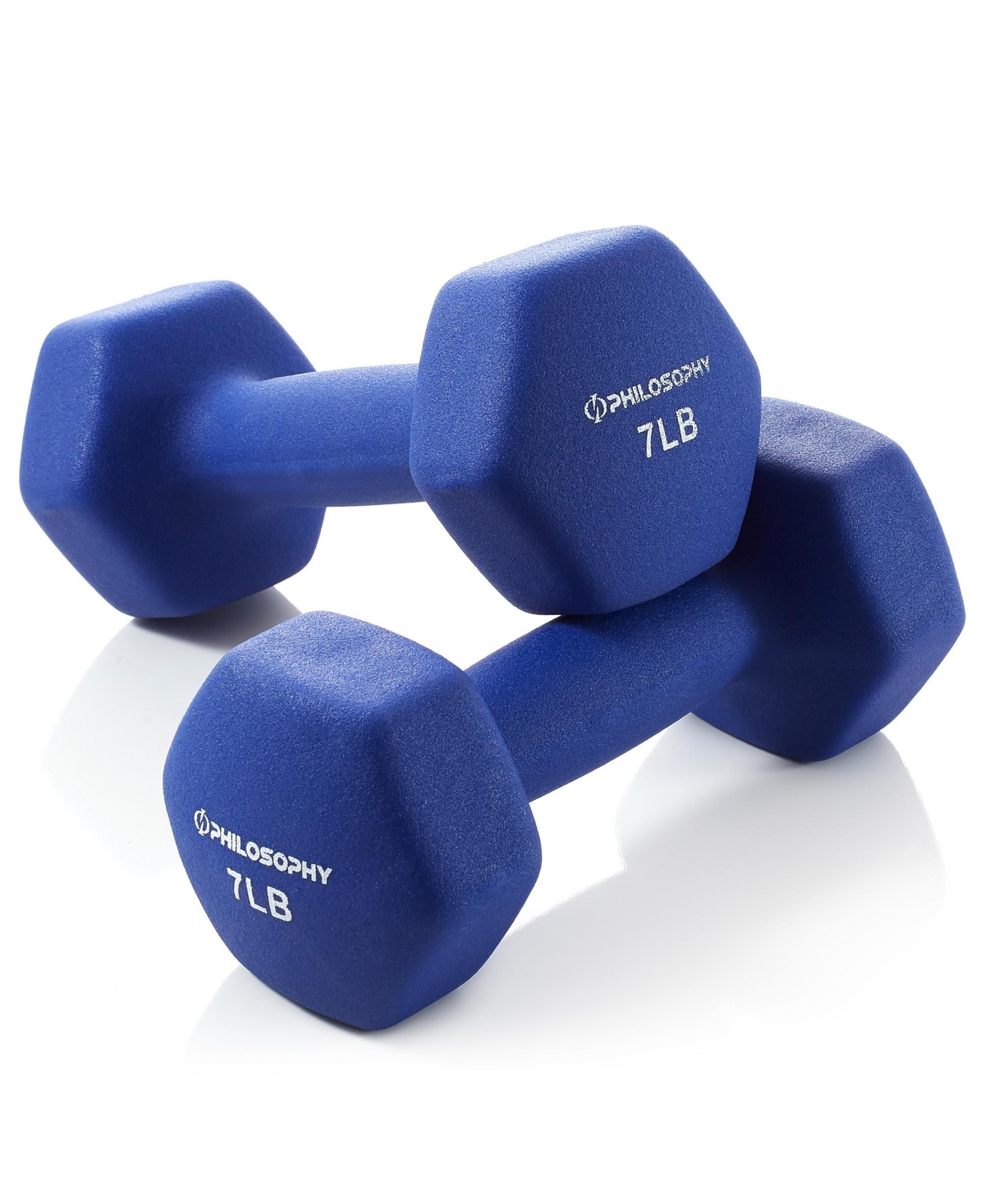 Neoprene Dumbbell Hexagon Hand Weights, 7 lb Pair - 14 lb Total - Blule