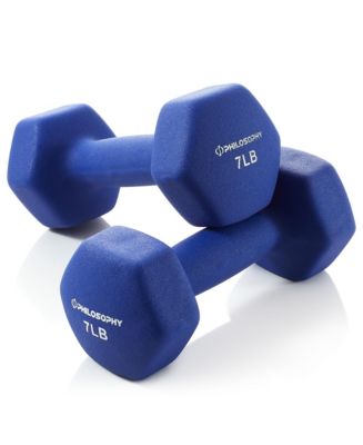 Philosophy Gym Neoprene Dumbbell Hexagon Hand Weights, 7 lb Pair - 14 ...