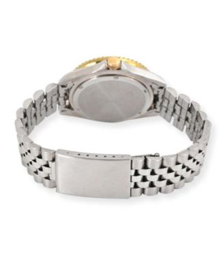 Men's Round Day-Date Rotating Bezel Watch with Stainless Steel Bracelet