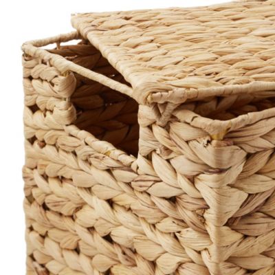 Set of 3 Water Hyacinth Storage Baskets with Lids, Natural - Small, Medium, Large - Decorative Bins for Bathroom, Closets, Laundry, Shelves