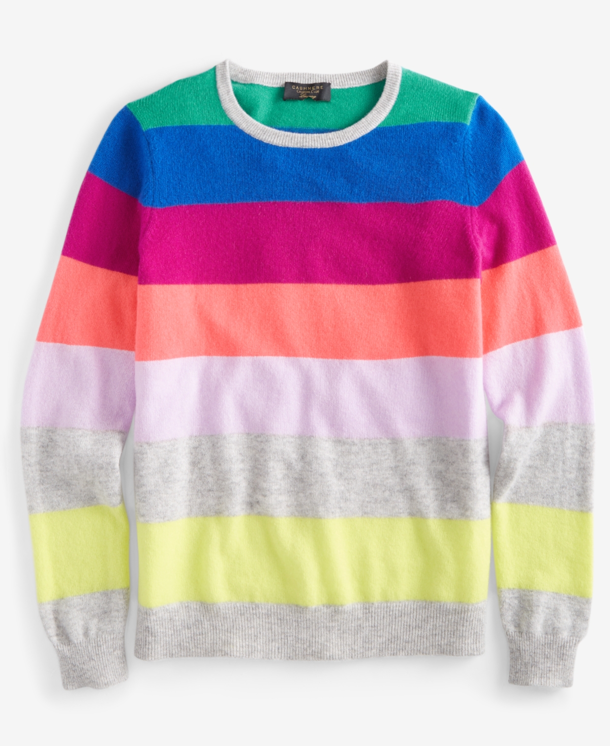 Charter Club Women's Petite 100% Cashmere Striped Crewneck Sweater, Created for Macy's