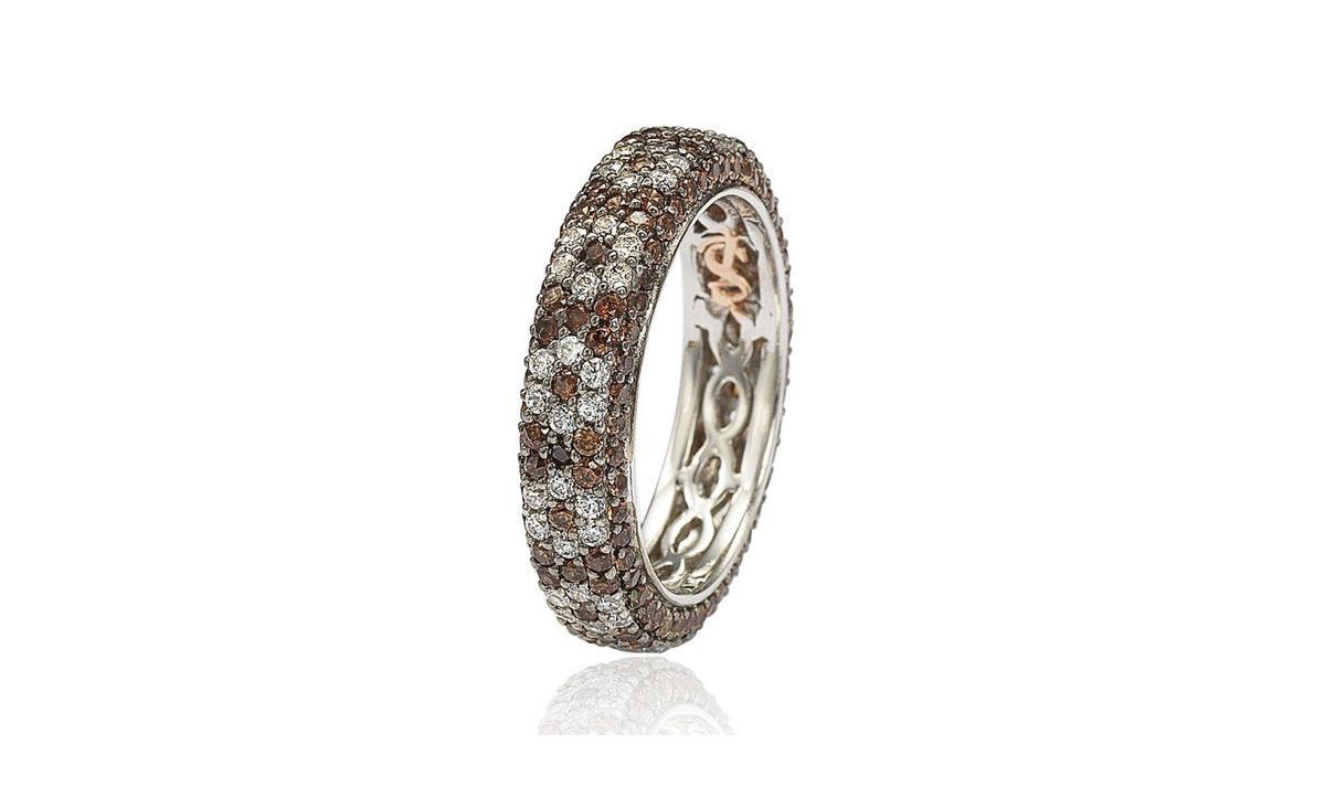 Suzy Levian New York Suzy Levian Sterling Silver Cubic ZirconiaFlower Eternity Band - Brown