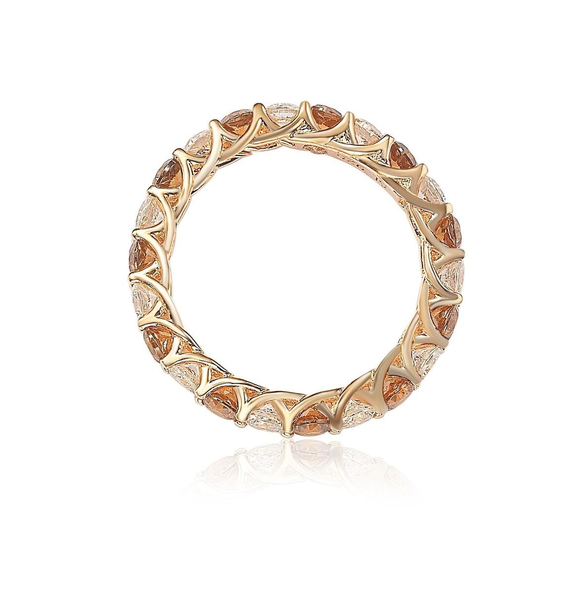 Suzy Levian New York Suzy Levian Sterling Silver Cubic Zirconia Alternating& White Eternity Band Ring - Brown