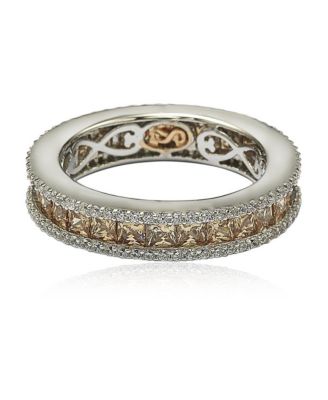 Suzy Levian Sterling Silver Cubic Zirconia Princess Cut Brown Eternity Band