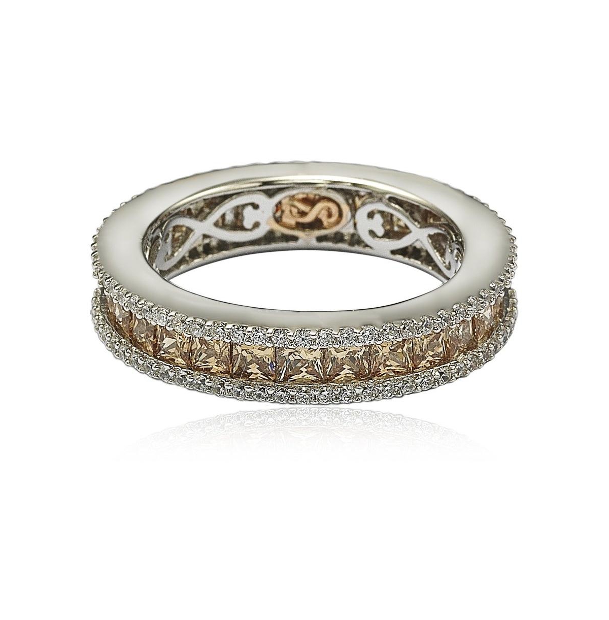 Suzy Levian New York Suzy Levian Sterling Silver Cubic Zirconia Princess CutEternity Band - Brown