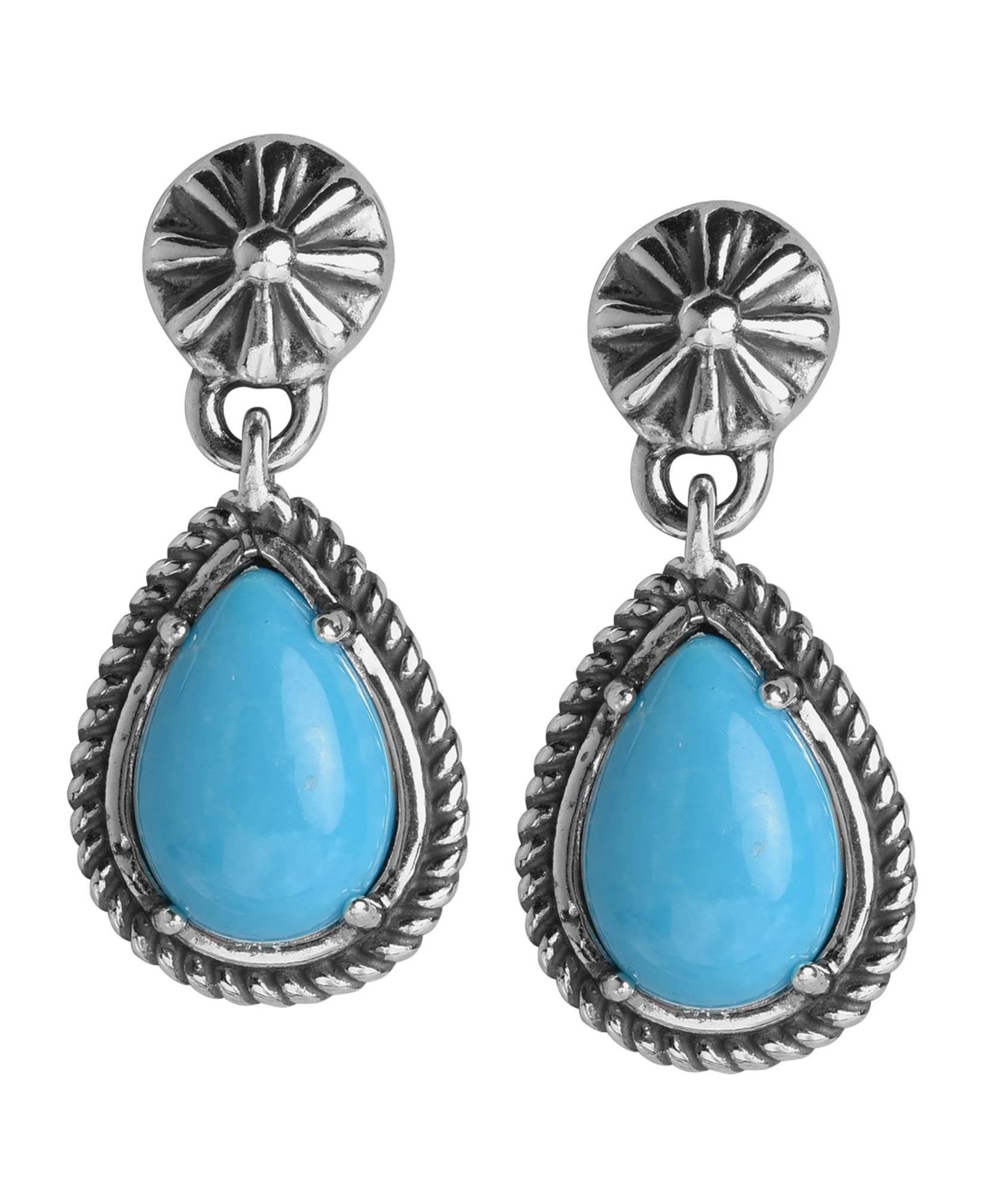Sterling Silver Gemstone Drop Earrings - Blue turquoise