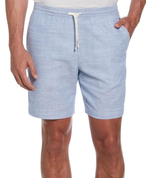 Мужские шорты Cubavera Cross-Dyed Slub Linen Drawstring 8" Shorts, цвет: Синий
