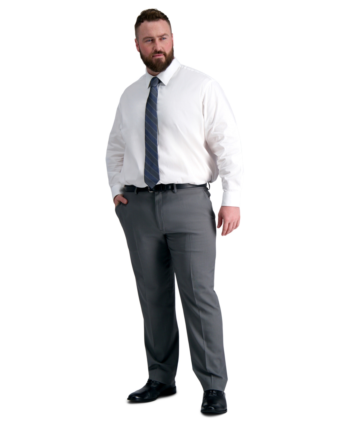 Men's Big & Tall Classic-Fit Premium Comfort Dress Shirt - Black Solid