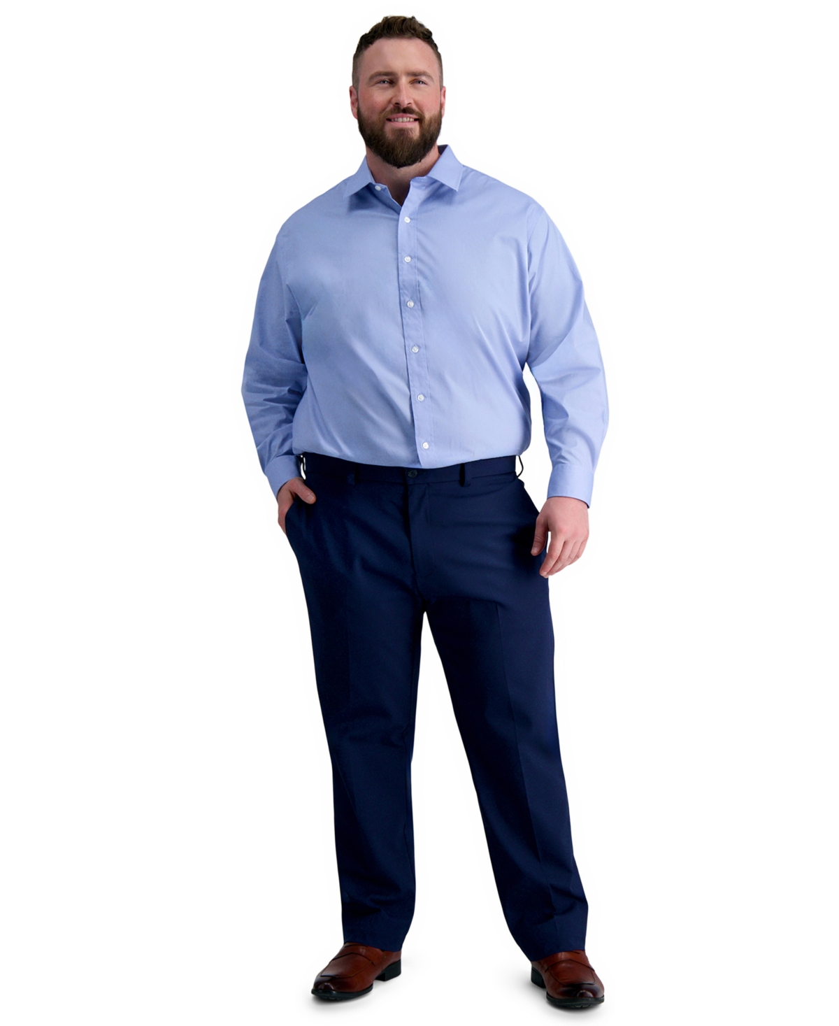 Haggar Men's Big & Tall Classic-fit Premium Comfort Dress Shirt In Light Blue